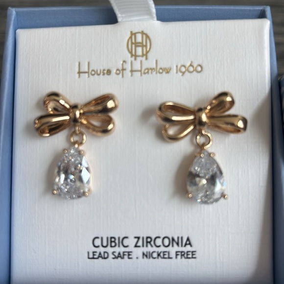 House of Harlow 1960 Gold Bow Earrings - Picture 1 of 4